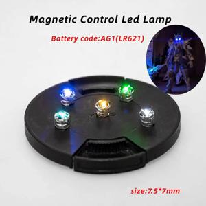 7.5*7mm 미니 자석 제어 LED 램프 무선 조명 장난감 DIY 모델 제작/비행기 모델/자동차/디오라마용 배터리 포함 1개