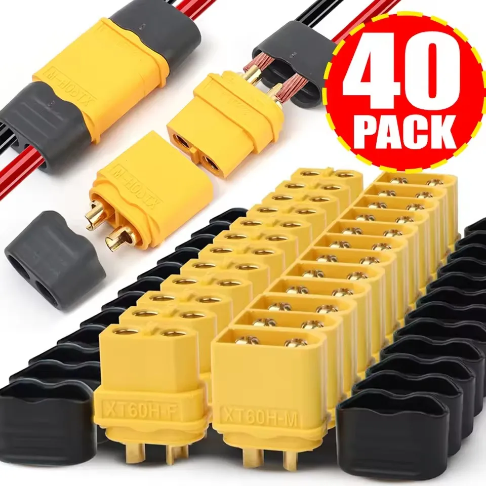 1-40PCS 남성 및 여성 커넥터 XT60 XT90 플러그 와이어 케이블 커넥터 어댑터 쉐스 하우징 포함 RC 배터리 자동차 비행기용