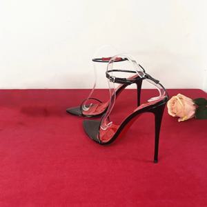 새로운 12cm 미니멀리스트 울트라 파인 스트레이트 스트랩 하이힐 섹시한 발목 스트랩 플러스 사이즈 슬림 힐 베드 샌들 여성용