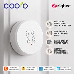 Zigbee Tuya 스마트 진동 센서 도어 창 유리 파손 감지기 스마트 라이프 Z2M 용 도난 방지 모션 충격 알람 허브 필요