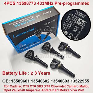 4PCS TPMS 센서 13598773 13544444 13540602 13516165 13589601 13540603 433MHz 캐딜락 CT6 XT5 SRX 쉐보레 말리부 오펠용