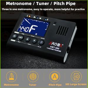 아로마 AMT-560 3 in 1 전자 기타 메트로놈 튜너 내장 마이크 및 픽업 케이블 6.3mm 기타, 크로매틱, 베이스, 바이올린, 우쿨렐레용