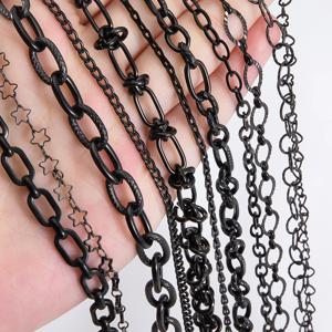 1미터 2미터 스테인리스 스틸 건블랙 도금 청키 체인 DIY 남성 펑크 목걸이 팔찌 트렌드 링크 체인 쥬얼리 제작