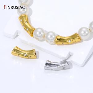 18K 금도금 황동 불규칙 곡선 튜브 스페이서 비즈, 비즈 분리기, DIY 수제 팔찌 목걸이 제작 액세서리