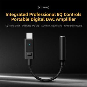 KZ AM02 TYPE-C TO 3.5는 전문가급 사운드 조정 기능과 휴대용 디지털 디코딩 헤드폰 앰프를 통합합니다.