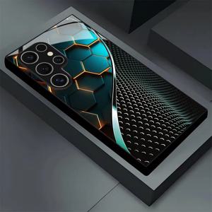 창의적인 벌집 나무 무늬 유리 폰 케이스 삼성 갤럭시 S26 S25 S24 S22 S23 울트라 S21 S20 플러스 5G 무광 풀커버