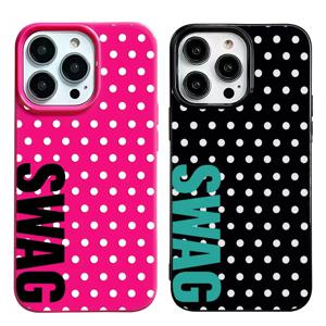 폴카 도트 스웨그 타이틀 충격 방지 폰 케이스 (아이폰 17, 16, 15, 14, 13, 12, 11 Pro, XR, XS, X Max, 7, 8 Plus, MINI Y2K 커버)
