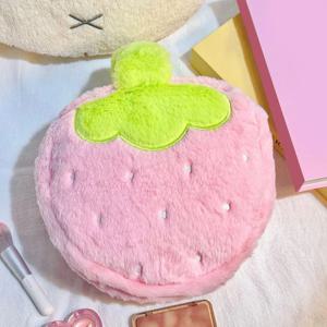 귀여운 딸기 플러시 화장품 가방 대용량 여행용 세면도구 정리함 예쁜 미적 감각의 화장품 파우치 수납 케이스 여성용