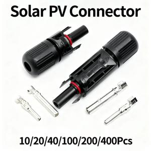 10/20/40/100/200/400Pcs 태양광 PV 커넥터 키트 – 1000V 30A MC4 호환 2.5/4/6mm² 케이블, 태양광 패널용 방수 플러그