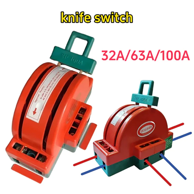1PC 2극 더블 스로우 나이프 차단 스위치 32A 63A 100A DPDT 커터 안전 차단 스위치 전원 차단 스위치