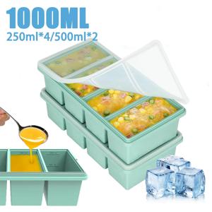 1000ml 대용량 아이스 트레이 몰드 실리콘 냉동 트레이 대형 얼음틀 식품 보관함 신선도 유지 냉동 수프 IY 아이스 메이커