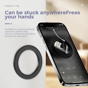 맥세이프 강력 자석 링 폰 홀더 스탠드 접착식 자석 벽걸이 휴대폰 거치대 차량 대시보드 마운트 (폰 16, 17 호환)