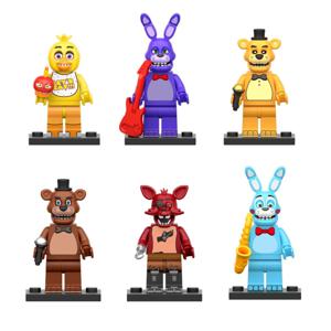 6Pcs FNAF 액션 피규어 장난감 5 나이트스 장식품 조립 장난감 DIY 모델 게임 주변기기 어린이 생일 선물