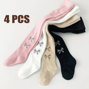 봄, 가을용 여아용 유아 레깅스 4켤레, 중간 두께, 야외 활동에 적합합니다. 어린이 여아용 탄성 밴드 W