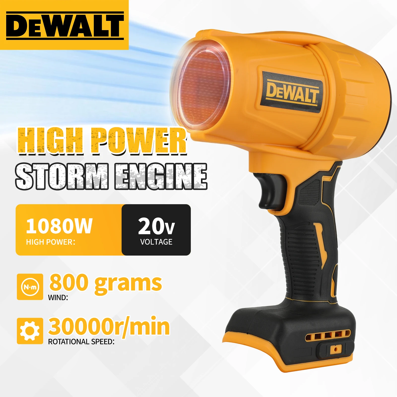 DEWALT D317 20V 무선 송풍기 - 파티오 청소 및 먼지 제거용 고속 휴대용 제트 팬 에어 블로워, 본체만 제공