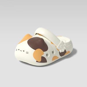 새로운 귀여운 캘리코 고양이 클로그, 성인 여성용 편안하고 무취인 EVA 슬리퍼, 홈 키티 발바닥 모양 여름 뮬 샌들, 여성 슬라이드 슈즈