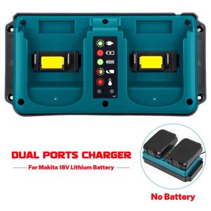 Makita 18V LXT 리튬 배터리용 충전기 스테이션 듀얼 포트, BL1830 BL1860B BL1850B BL1430용 DC18RD 휴대용 고속 충전기