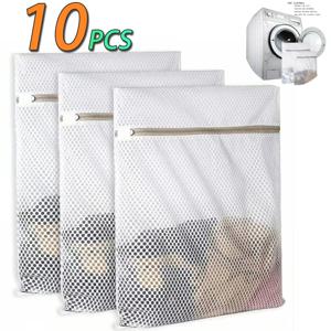 1-10PCS 섬유질 옷용 메쉬 세탁 가방 보호 가방 내구성 있는 그물망 세탁 가방 더러운 옷 보관 여행용 정리 가방