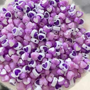 8mm 188pcs 8 색 보라색과 혼합 복숭아 하트 스타일 비즈 DIY 만들기 수공예품 소규모 비즈니스 용품