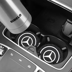 메르세데스 벤츠 AMG W203 W205 W206 W166 X253 C180 X205 PVC 자동차 컵홀더 컵받침 논슬립 매트 물컵 패드 액세서리