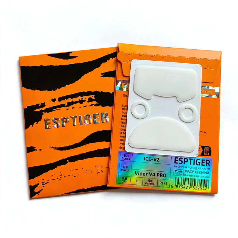 ESPTIGER 아이스 마우스 스테이플러, 레이저 바이퍼 V4 프로용 고순도 PTFE 마우스 피트, 2.5D 엣지 글라이드, 곡선형 엣지