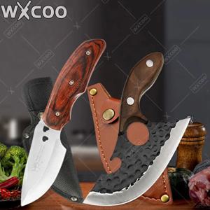 WXCOO 1PCS 단조 주방칼 주방용품 정육칼 병따개 칼 고기 자르기용 바베큐 칼 스테인레스 스틸