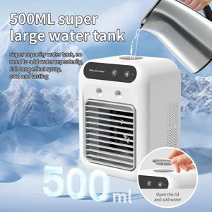 미니 냉풍기, 사무실 가습 및 냉각, 소형 날개 없는 냉풍기, 충전식 1800mAh 리튬 배터리 포함, 스프레이 쿨러