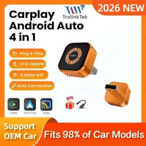 4in1 무선 CarPlay 동글 무선 안드로이드 오토 어댑터 AI 스마트 박스 유선 CarPlay가 있는 차량용 지능형 시스템
