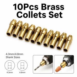 10PC 미니 황동 드릴 척 세트 0.5-3.2mm 전동 그라인딩 드릴 비트 클램프(4.3/4.8mm 테일 직경) 전동 공구 액세서리