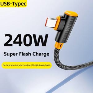 240W 슈퍼 플래시 충전 데이터 케이블 USB to Type C 90 °   엘보우 데이터 케이블 1M/1.5M/2M/3M 삼성 화웨이 아이폰용 고속 충전
