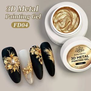 본 프리티 5ml 3D 메탈 페인팅 젤 엠보싱 네일 젤 폴리쉬 플라스터 텍스처 드로잉 카빙 젤 네일 아트 매니큐어 용품