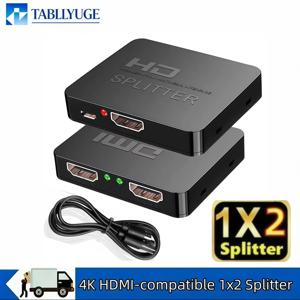 4K HDMI 호환 1x2 분배기 스위치 1 입력 2 출력 비디오 분배기 증폭기 박스 PC 모니터 프로젝터 노트북용 듀얼 디스플레이