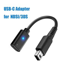 닌텐도 DSI, 3DS 게임 콘솔용 LED 표시등이 있는 10CM 블랙 USB-C 충전 어댑터(비-PD)
