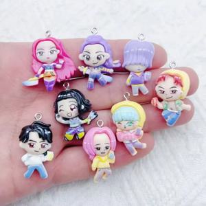 10개 레진 만화 캐릭터 쥬얼리 귀걸이 목걸이 팔찌 펜던트 DIY 액세서리