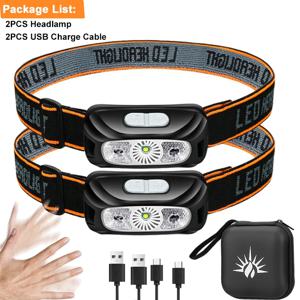 강력한 라이트 헤드램프 휴대용 LED 센서 헤드램프 USB 충전식 헤드 손전등 야외 캠핑 낚시 비상 랜턴
