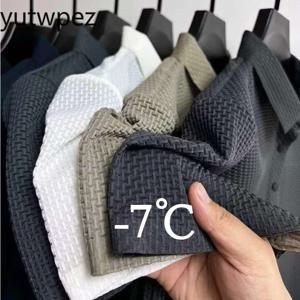 빅사이즈 남성용 반팔 티셔츠, 아이스 실크 메쉬 셔츠 칼라, 고급 단색 폴로 셔츠, 반팔 상의