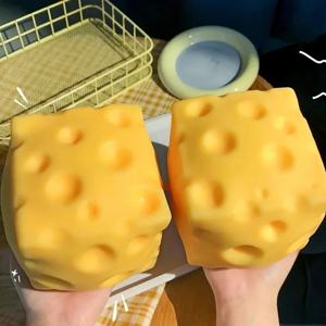 거대 치즈 스퀴즈 장난감 특대형 치즈 스퀴시 피젯 토이 슬로우 리바운드 성형 가능한 스트레스 해소 볼 성인용 선물