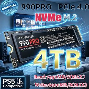 새로운 M.2 990 PRO NVMe SSD PCIe Gen4 고성능 내장 드라이브 2TB 4TB 스토리지 업그레이드 (PS5, 데스크탑, 노트북용)