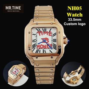 NH05 시계 33.5mm 로즈 골드 여성용 오토매틱 시계 고품질 스테인리스 스틸 맞춤형 로고 시계 NH05 무브먼트 시계