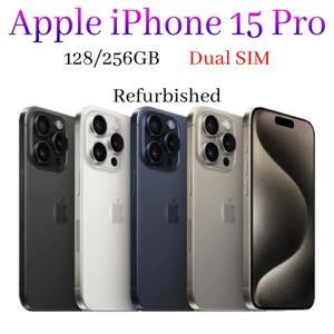 애플 아이폰 15 프로 5G, 잠금 해제된 리퍼비시폰, 8GB RAM, 6.1인치 120Hz 디스플레이, A17 Pro 칩, 티타늄 색상, USB-C 포트, 액션 버튼, 128GB 저장 공간