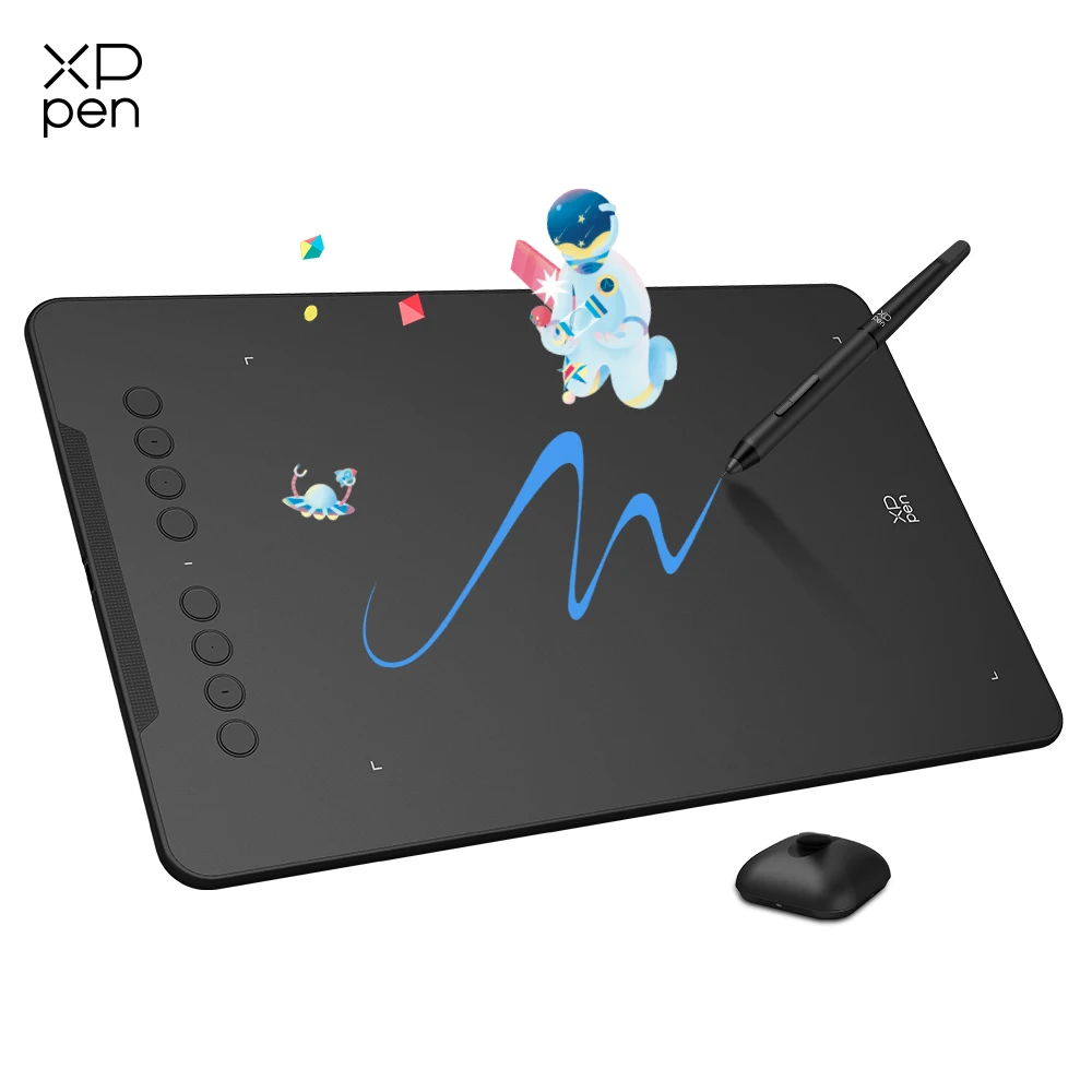 XPPen New Deco01V3 10인치 그래픽 디지털 태블릿 드로잉 태블릿 16384 레벨 압력 감지 8개 단축키 (안드로이드, 윈도우, 맥 호환)