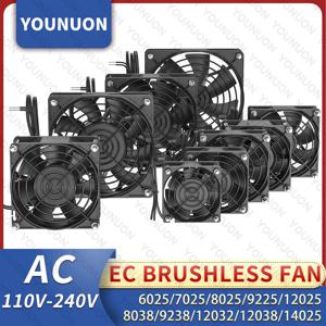 YOUNUON 60mm 80mm 90mm 120mm EC 브러시리스 팬 AC 110V 115V 120V 220V 240V 축 팬(스크류/그릴 포함) 6025 8025 9225 12025 12038