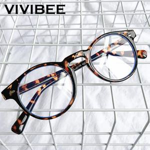 VIVIBEE 소형 블루 라이트 필터 안경 남성 레오파드 스퀘어 프레임 게임 UV400 블루 레이 차단 컴퓨터 여성 안경