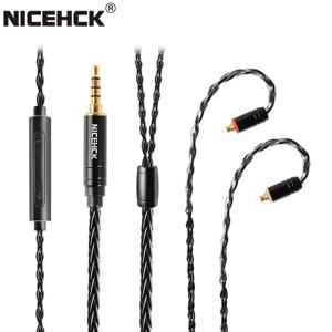 NICEHCK BlackWheat 8 코어 실버 도금 구리 마이크 케이블 MMCX/QDC/0.78 DB1 DB3 AS10 EDX CA4 C12 용 마이크가있는 2Pin