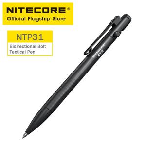 Nitecore NTP31 CNC 양방향 볼트 액션 전술 펜 자기 방어 볼펜 + 텅스텐 강철 테이퍼 팁 유리 차단기