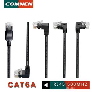 COMNEN 이더넷 케이블 RJ45 Cat6a 가늘고 긴 좌우 상하각 점퍼 네트워크 케이블 90도 LAN 케이블, TV 셋톱박스 노트북용
