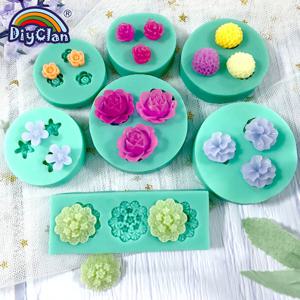 미니 꽃 시리즈 실리콘 몰드 DIY 수제 퐁당 케이크 베이킹 초콜릿 설탕 케이크 도구 레진 폴리머 클레이 에폭시 몰드