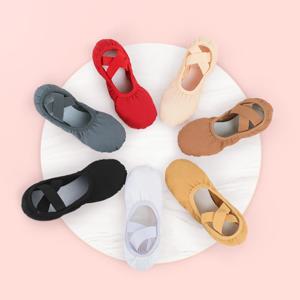 여성용 발레 슈즈, 소녀용 발레 플랫, 스플릿 솔 댄스 슬리퍼, 캔버스 발레 슈즈, 발레리나 연습용 소프트 솔 슈즈