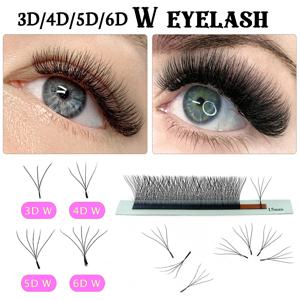 4D W 속눈썹 연장 5D 3D 러시아 볼륨 W 속눈썹 푹신한 미리 만들어진 팬 클로버 밍크 가짜 Cil 속눈썹 돌리 하이브리드 속눈썹 3D Cilios