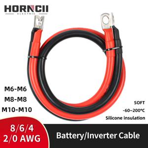 소프트 배터리 케이블 실리콘 와이어 8 6 4 2 0 AWG 연선 주석 도금 구리선 M6 M8 M10 러그 포함 인버터 자동차 태양광용